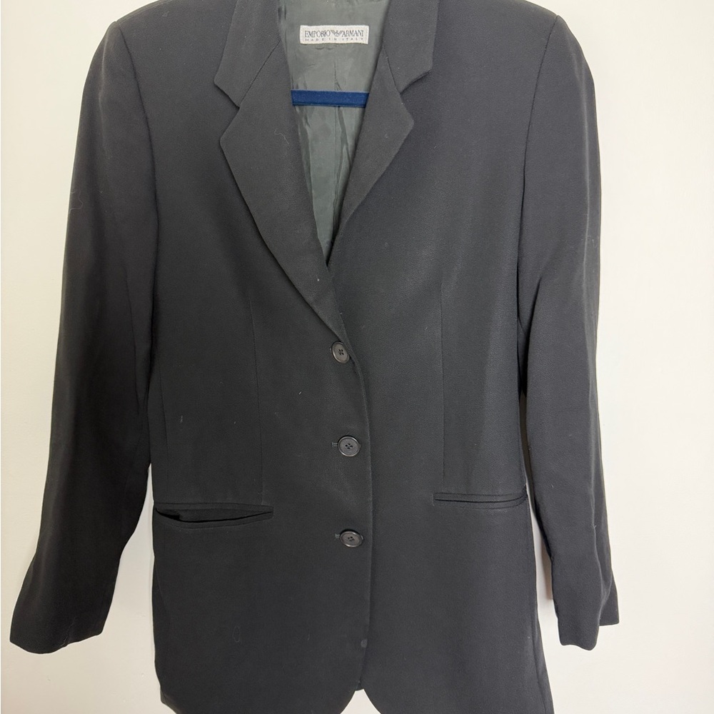 Vintage Emporio Armani Wool Classic Black Blazer